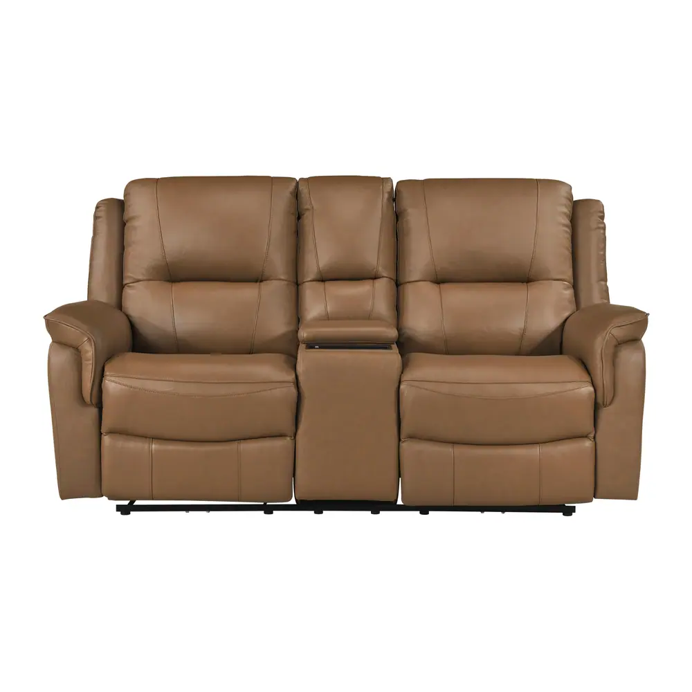 Haven Power Double Reclining Love Seat with Center Console, Hidden Arms Cup Holders, Charging Ports and Wireless Charger — product view