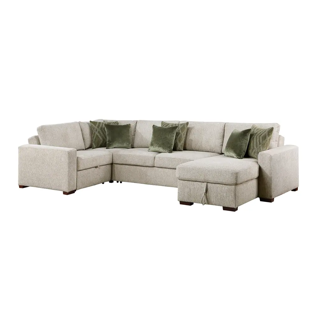 Isla 4-Piece Sectional with Reversible Chaise, Pull-out Bed, Hidden Storage and Click Motion Back — product view