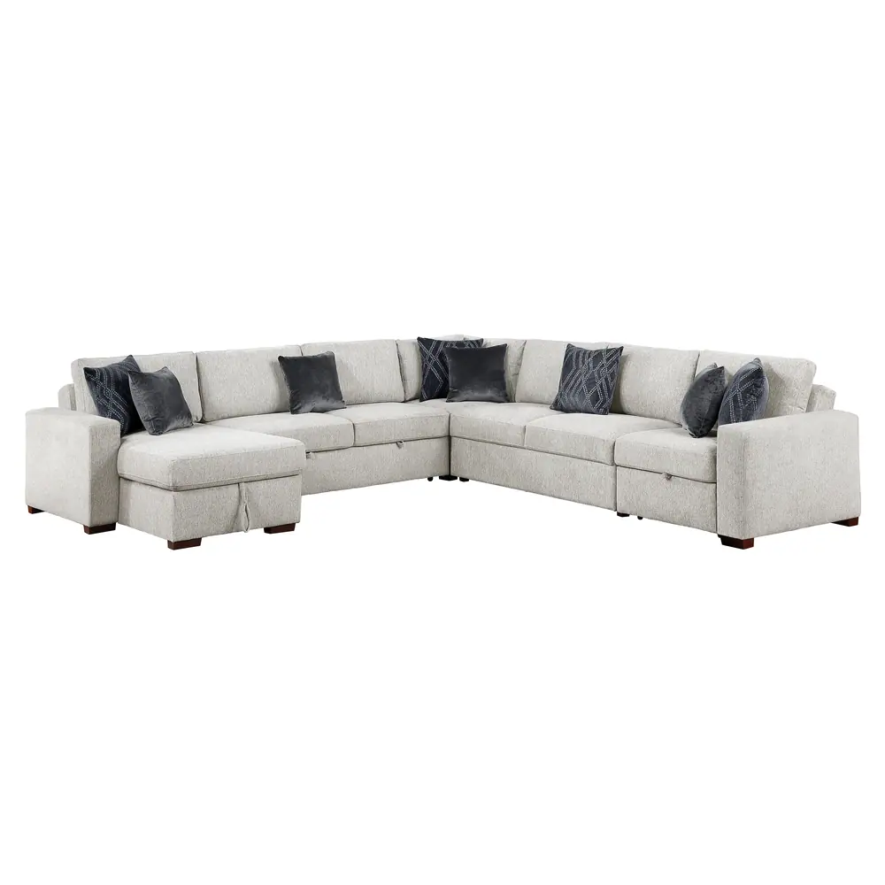 5-Piece Sectional with Reversible Chaise, Pull-out Bed, Hidden Storage and Click Motion Back — product view