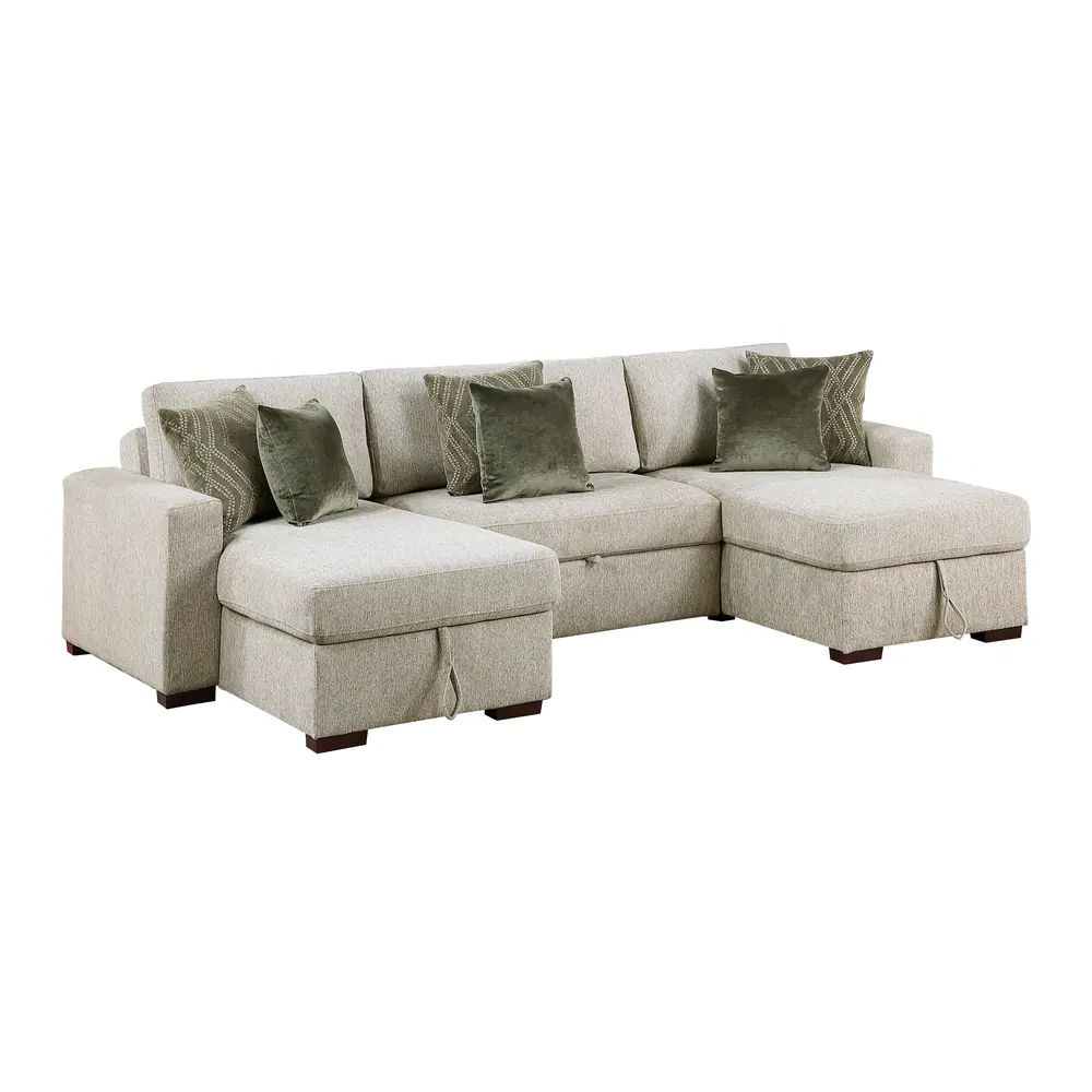 Isla 3-Piece Sectional with Two Reversible Chaises, Pull-out Bed, Hidden Storage, Click Motion Back and Two Track Arms — product view