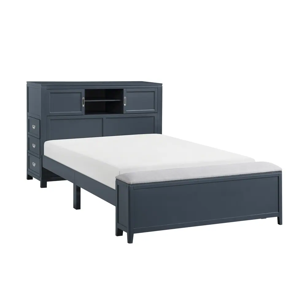 Sloane Full Bookcase Platform Bed with Hidden Desk, Stool and Storage Bench — product view