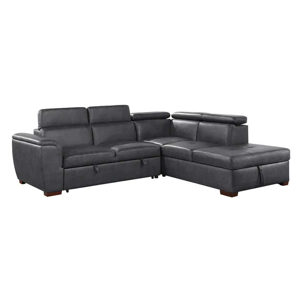Barre 2-Piece Sectional with Pull-out Bed and Right Chaise with Hidden Storage, Adjustable Headrests — product view