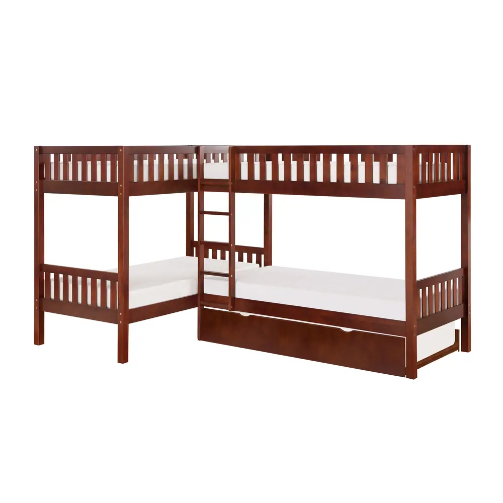 Rowe 转角双层床，带 Twin 抽拉床产品图