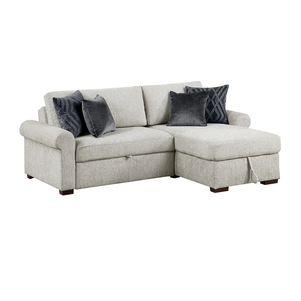 2-Piece Sectional with Reversible Chaise, Pull-out Bed and Hidden Storage, Click Motion Back — product view