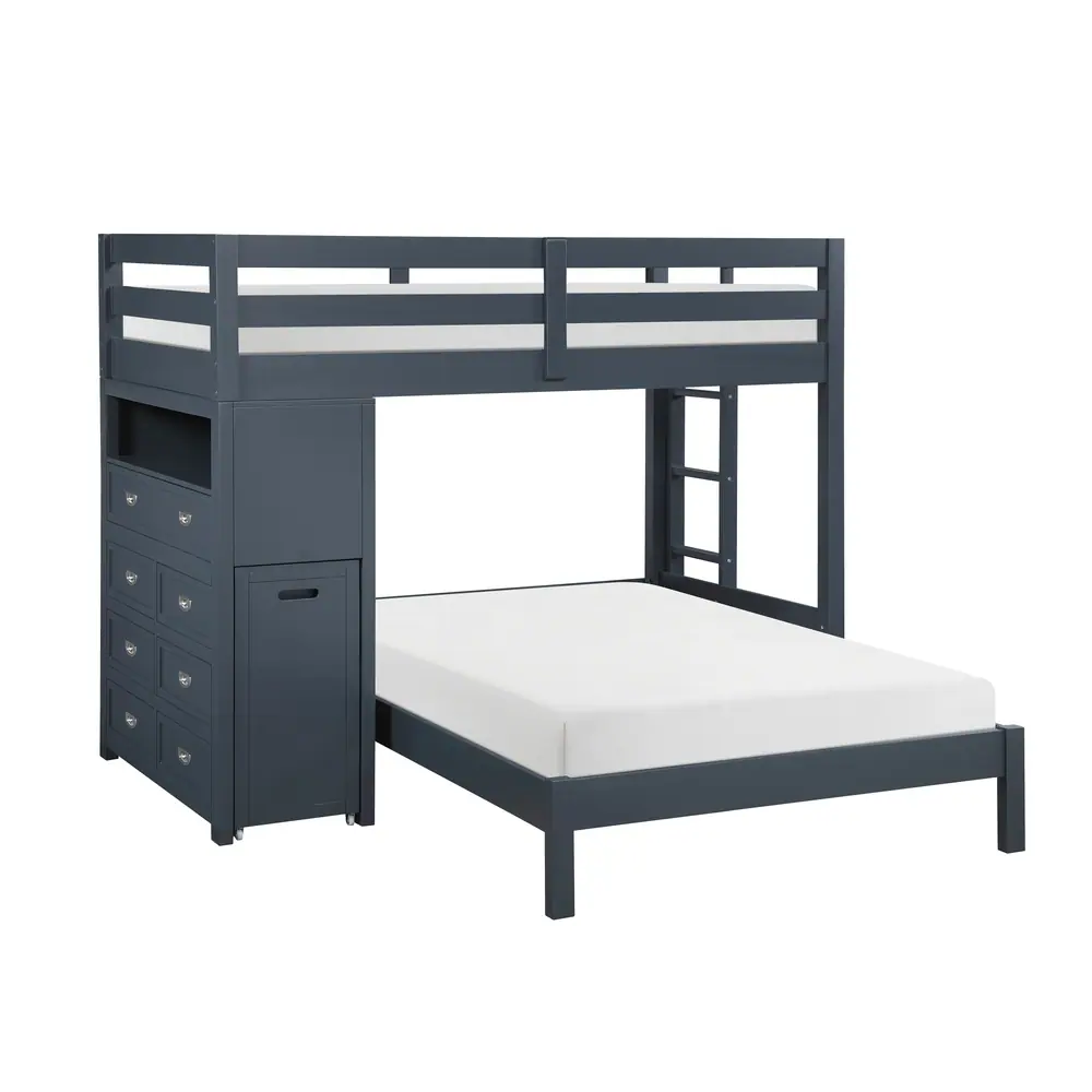 Sloane Twin / Full 高架双层床，带斗柜、隐藏式书桌产品图