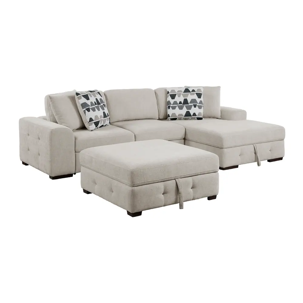 Raife 3-Piece Sectional with Right Chaise, Pull-out Bed and Ottoman — product view