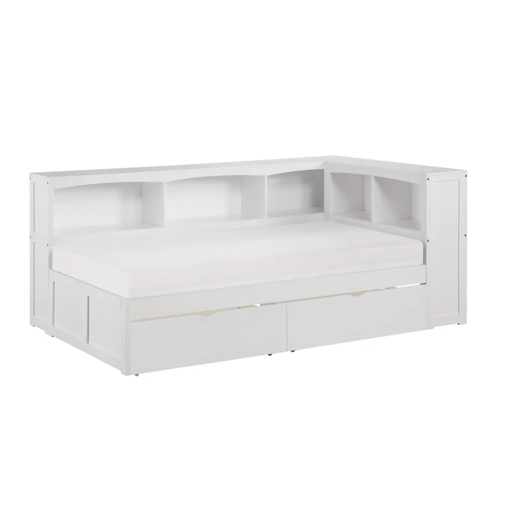 Galen Twin Bookcase Corner Platform Bed with Storage Boxes — product view