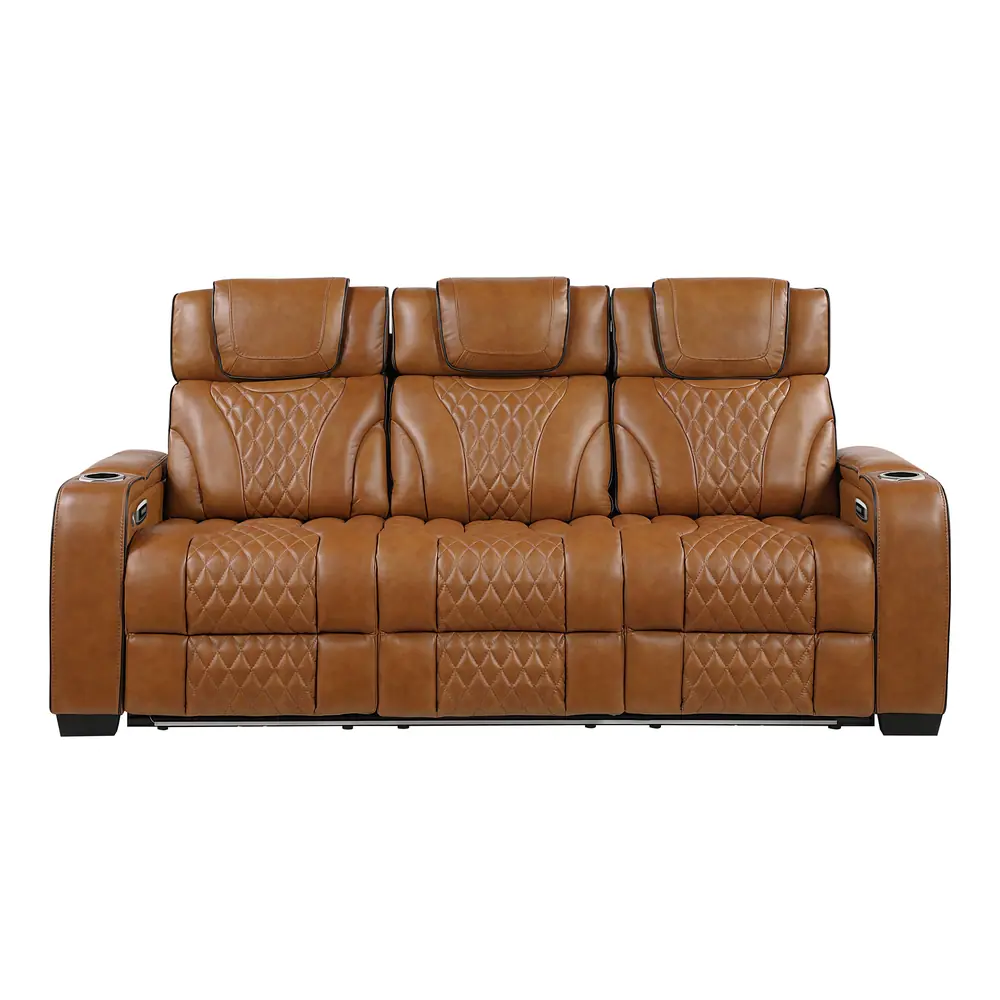Apex Power Double Reclining Sofa with Center Drop-Down Cup Holders, Power Headrests, Storage Arms with Cup holders, Reading Lights, Wireless Charger, Air Massage and Heat, LED Lighting and Charging Ports — product view