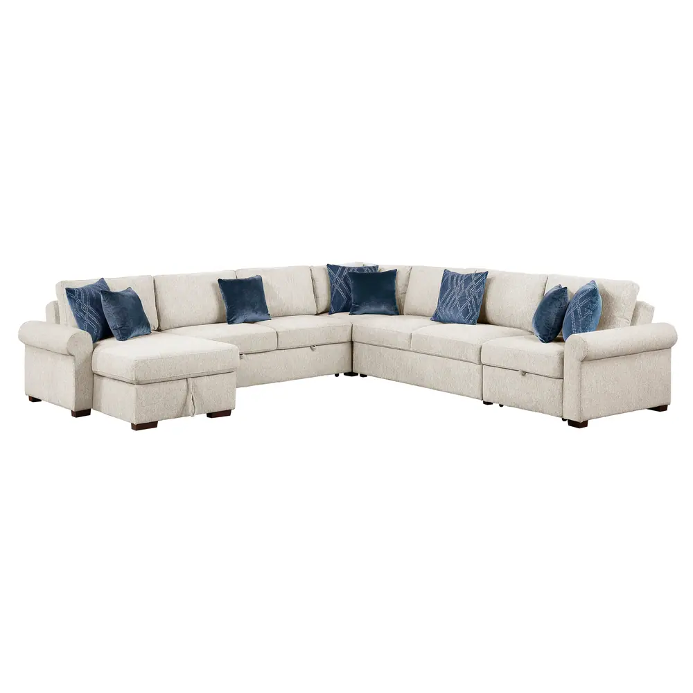 Isla 5-Piece Sectional with Reversible Chaise, Pull-out Bed, Hidden Storage and Click Motion Back — product view
