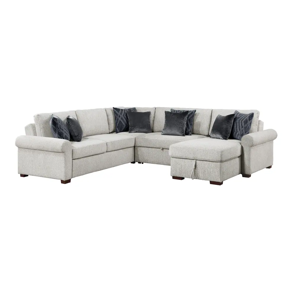 4-Piece Sectional with Reversible Chaise, Pull-out Bed, Hidden Storage and Click Motion Back — product view