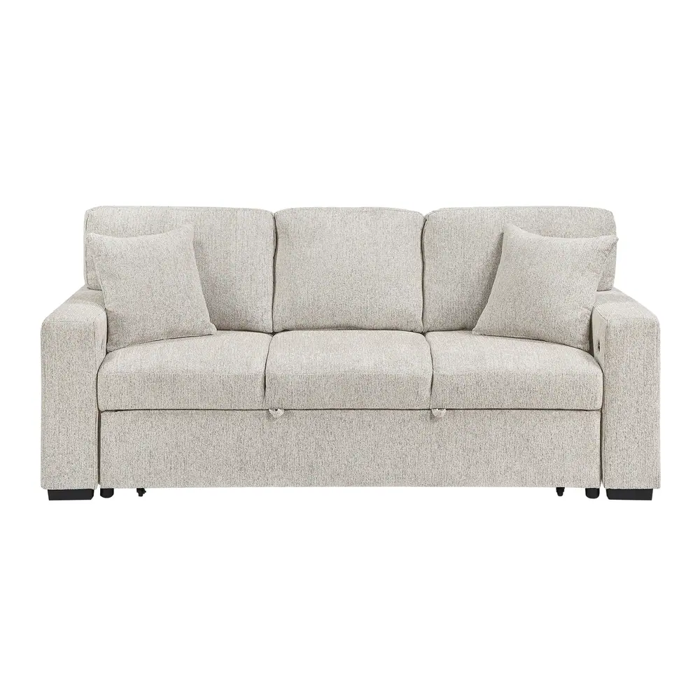 Alcove Sofa with Pull-out Bed, Center Drop-down Cup Holders, Arms with Shelves and Charging Ports — product view