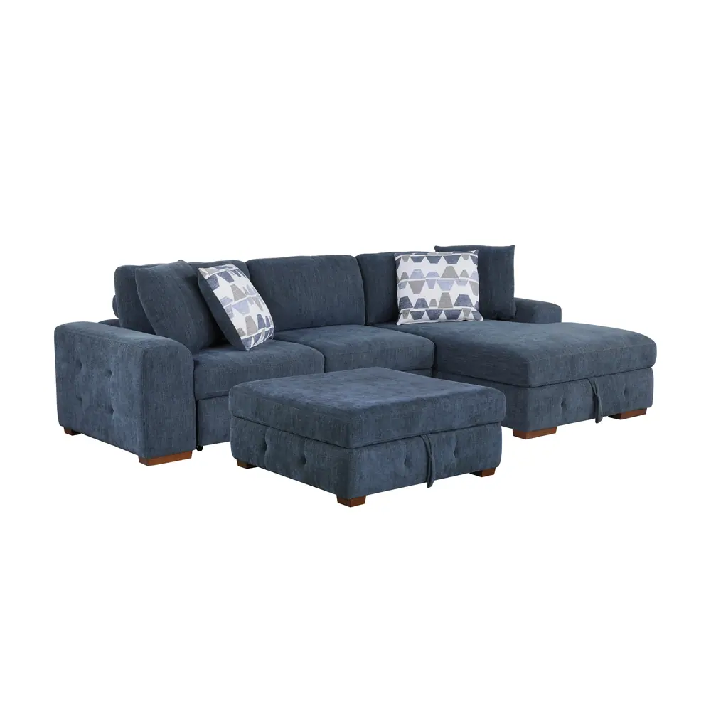 Raife 3-Piece Sectional with Right Chaise, Pull-out Bed and Ottoman — product view