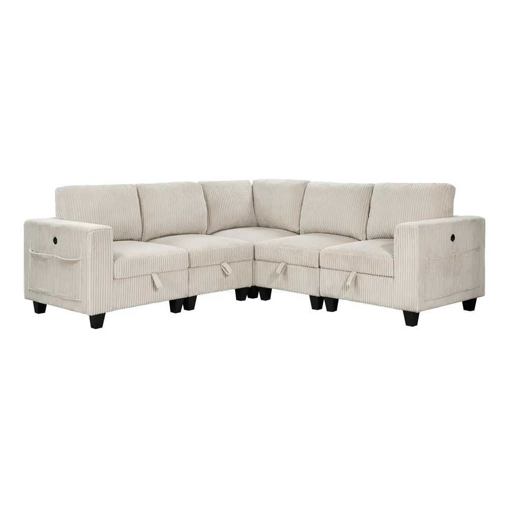 Walterboro 5-Piece Sectional with Storage, Storage Pouches and Charging Ports — product view