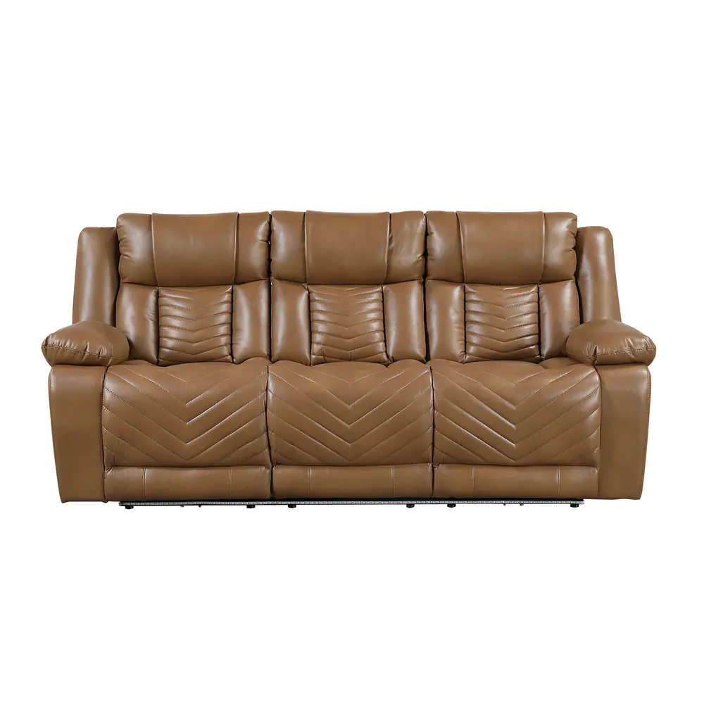 Huron Power Double Reclining Sofa with Center Drop-Down Cup Holders, Wireless Charger, Magazine Bag, LED and Charging Ports — product view