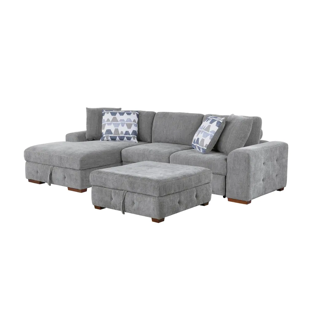 Raife 3-Piece Sectional with Left Chaise, Pull-out Bed and Ottoman — product view