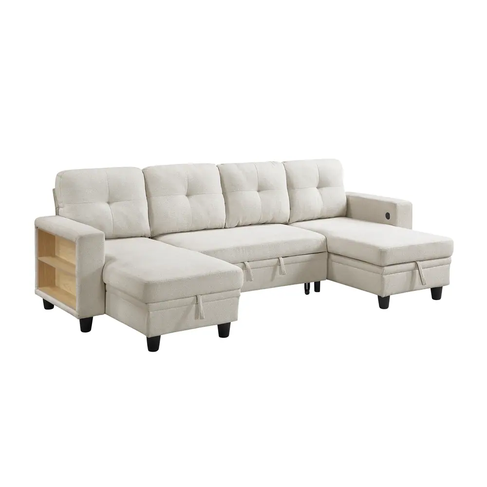 Robinson Sectional with Two Chaises, Pull-out Bed, Shelves and Charging Ports — product view