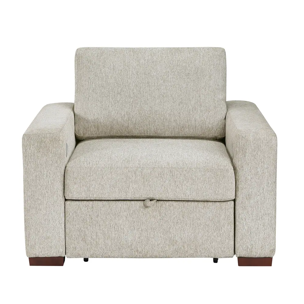 Isla Convertible Chair with Pull-out Bed, Click Motion Back, Two Arms with Shelves and Charging Ports — product view