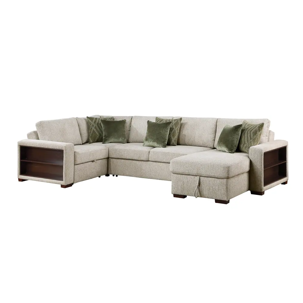 Isla 4-Piece Sectional with Reversible Chaise, Pull-out Bed, Hidden Storage and Click Motion Back — product view