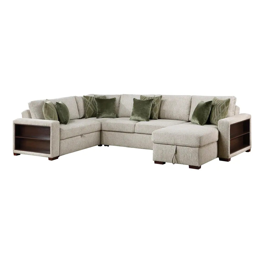 Isla 4-Piece Sectional with Reversible Chaise, Pull-out Bed, Hidden Storage and Click Motion Back — product view