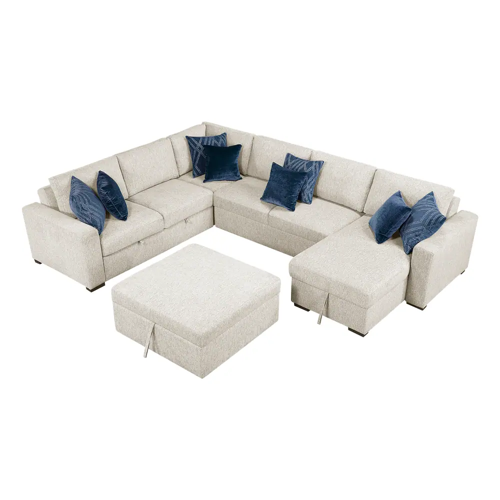 Isla 5-Piece Sectional with Reversible Chaise, Pull-out Bed, Hidden Storage and Ottoman — product view