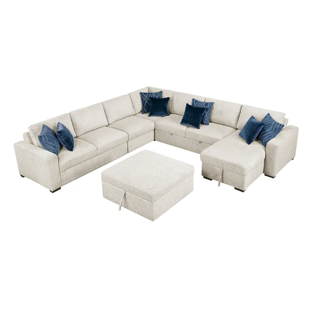 Isla 6-Piece Sectional with Reversible Chaise, Pull-out Bed, Hidden Storage and Ottoman — product view