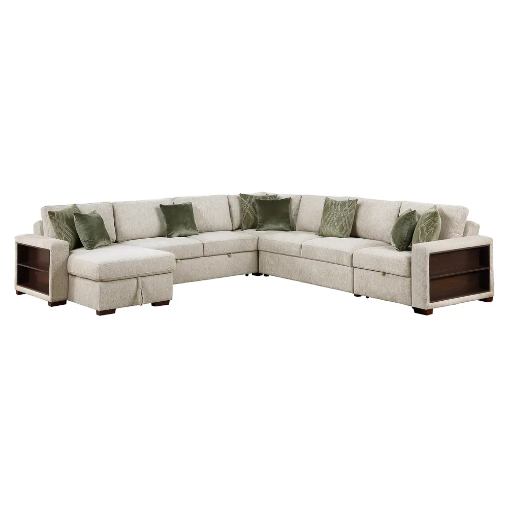 Isla 5-Piece Sectional with Reversible Chaise, Pull-out Bed, Hidden Storage and Click Motion Back — product view