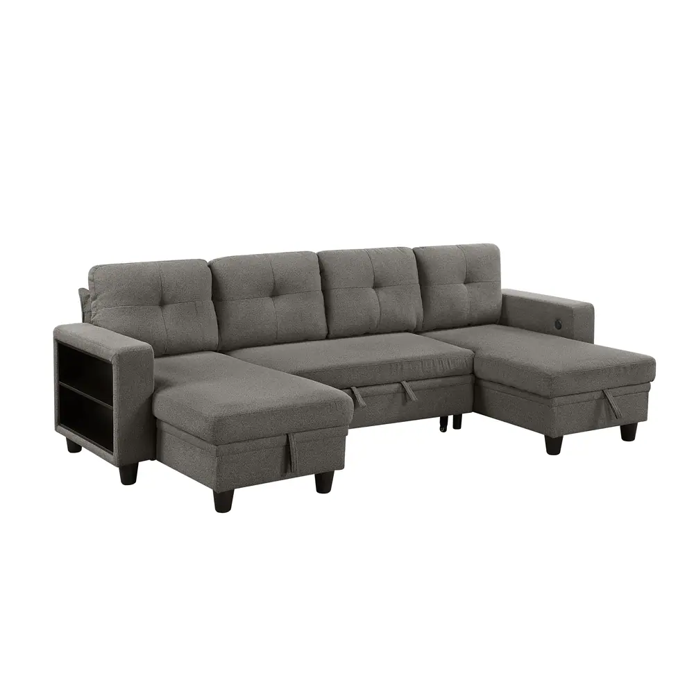 Robinson Sectional with Two Chaises, Pull-out Bed, Shelves and Charging Ports — product view