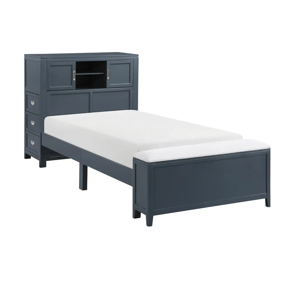 Sloane Twin Bookcase Platform Bed with Hidden Desk, Stool and Storage Bench — product view