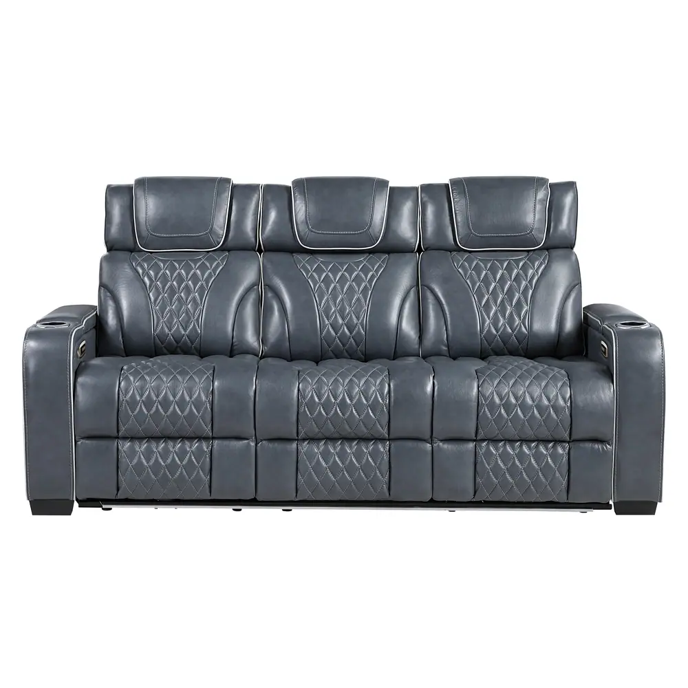 Apex Power Double Reclining Sofa with Center Drop-Down Cup Holders, Power Headrests, Storage Arms with Cup holders, Reading Lights, Wireless Charger, Air Massage and Heat, LED Lighting and Charging Ports — product view