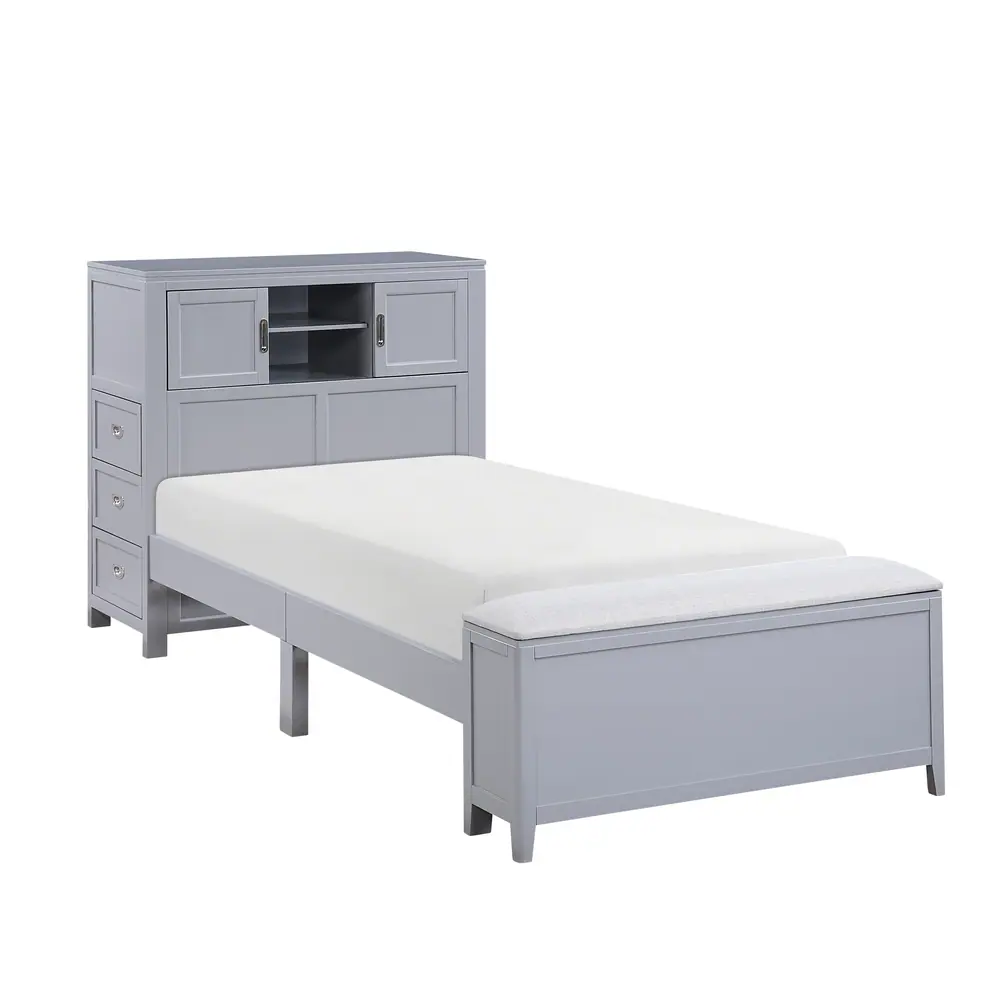Sloane Twin Bookcase Platform Bed with Hidden Desk, Stool and Storage Bench — product view