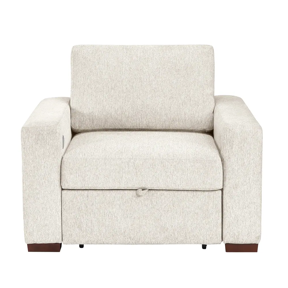 Isla Convertible Chair with Pull-out Bed, Click Motion Back, Two Arms with Shelves and Charging Ports — product view