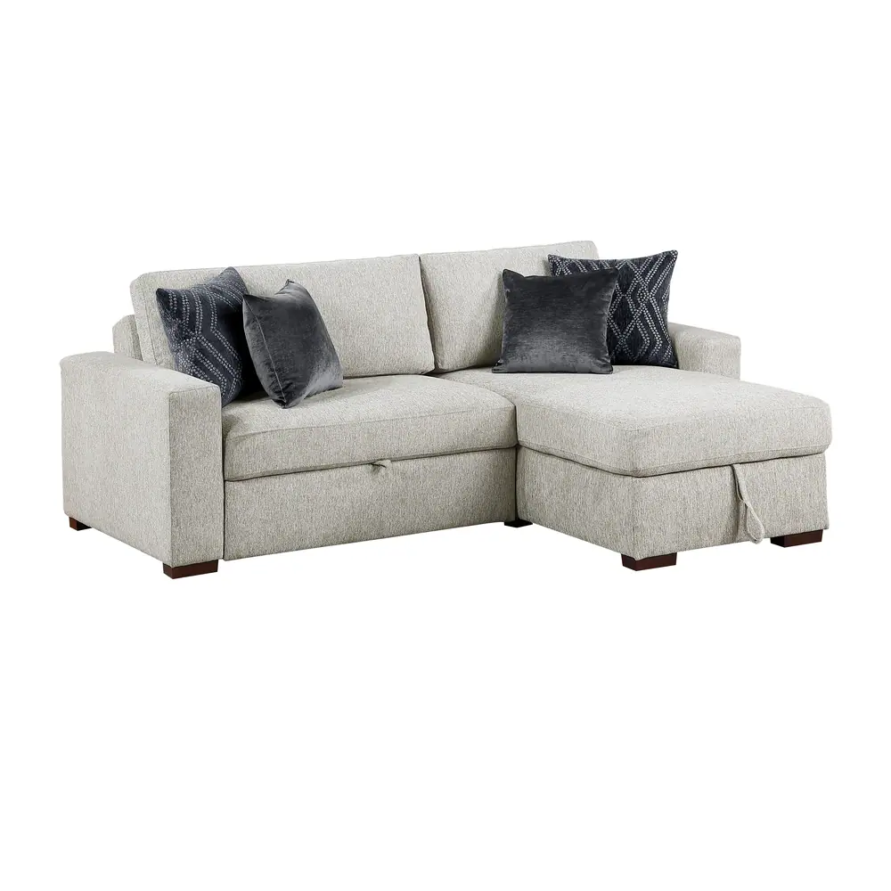 2-Piece Sectional with Reversible Chaise, Pull-out Bed and Hidden Storage, Click Motion Back — product view