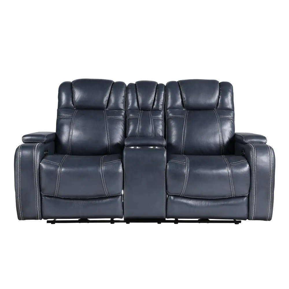 Keziah Power Double Reclining Love Seat with Center Console, Power Headrests and Storage Arms — product view