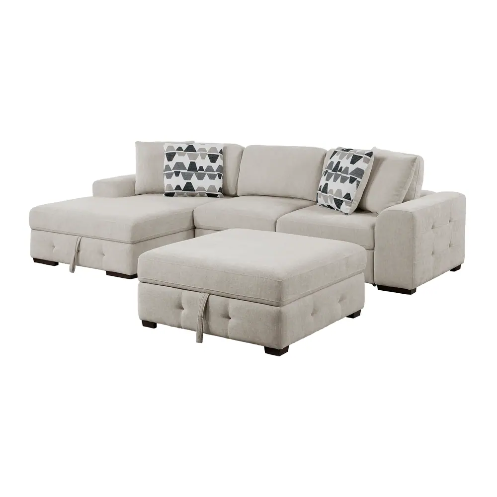 Raife 3-Piece Sectional with Left Chaise, Pull-out Bed and Ottoman — product view