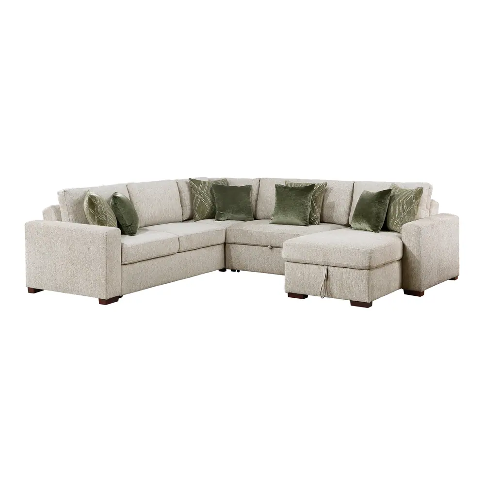 Isla 4-Piece Sectional with Reversible Chaise, Pull-out Bed, Hidden Storage and Click Motion Back — product view