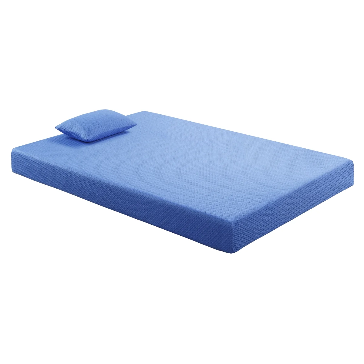 Leo blue mattress — angled product view