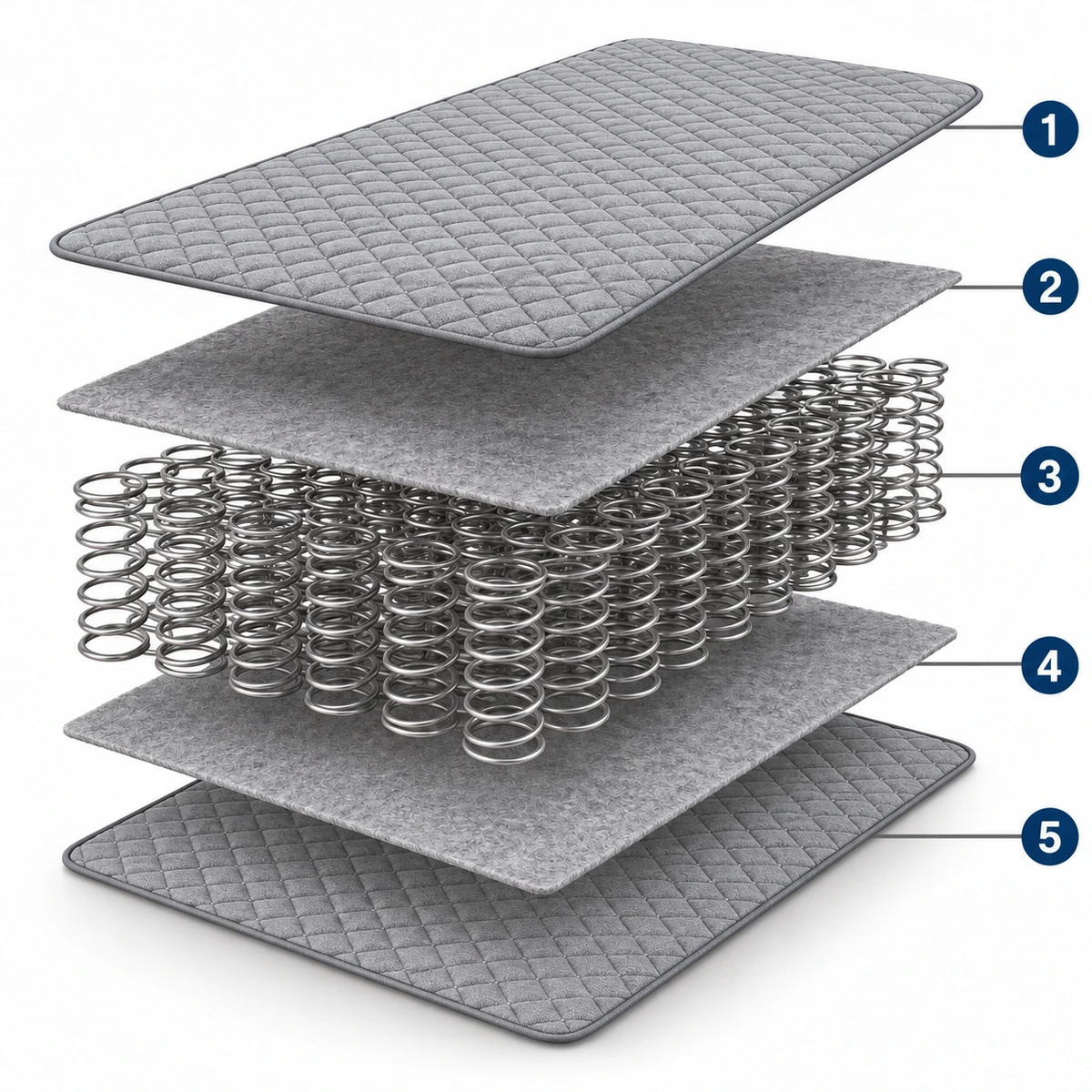 Exploded construction view of MCI Spring Support Foundation, numbered from top to bottom
