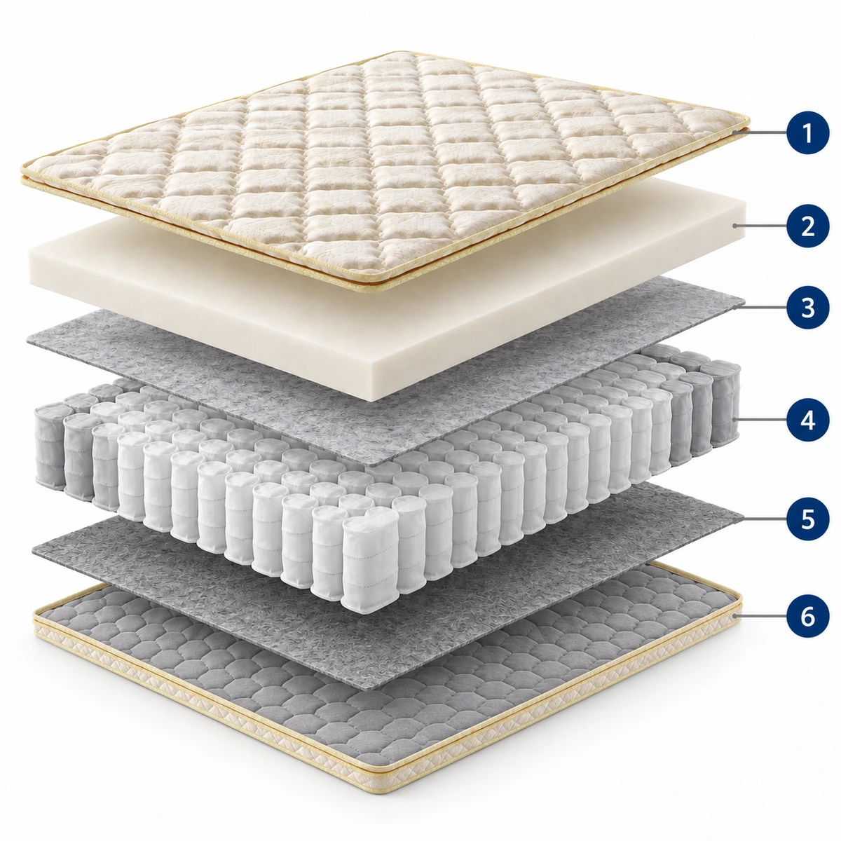 Exploded construction view of MCI Golden Dragon Pocket Spring Mattress · Y803-11″, numbered from top to bottom
